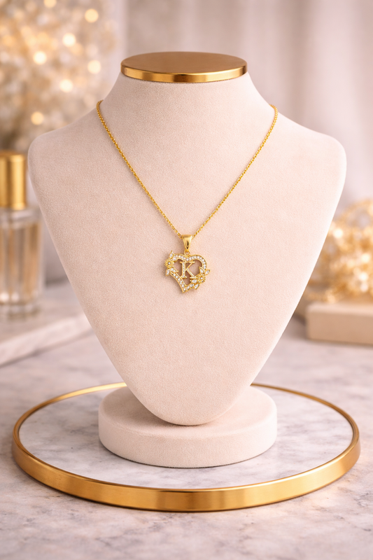 Gouden Initialen Hart Ketting Zirconia